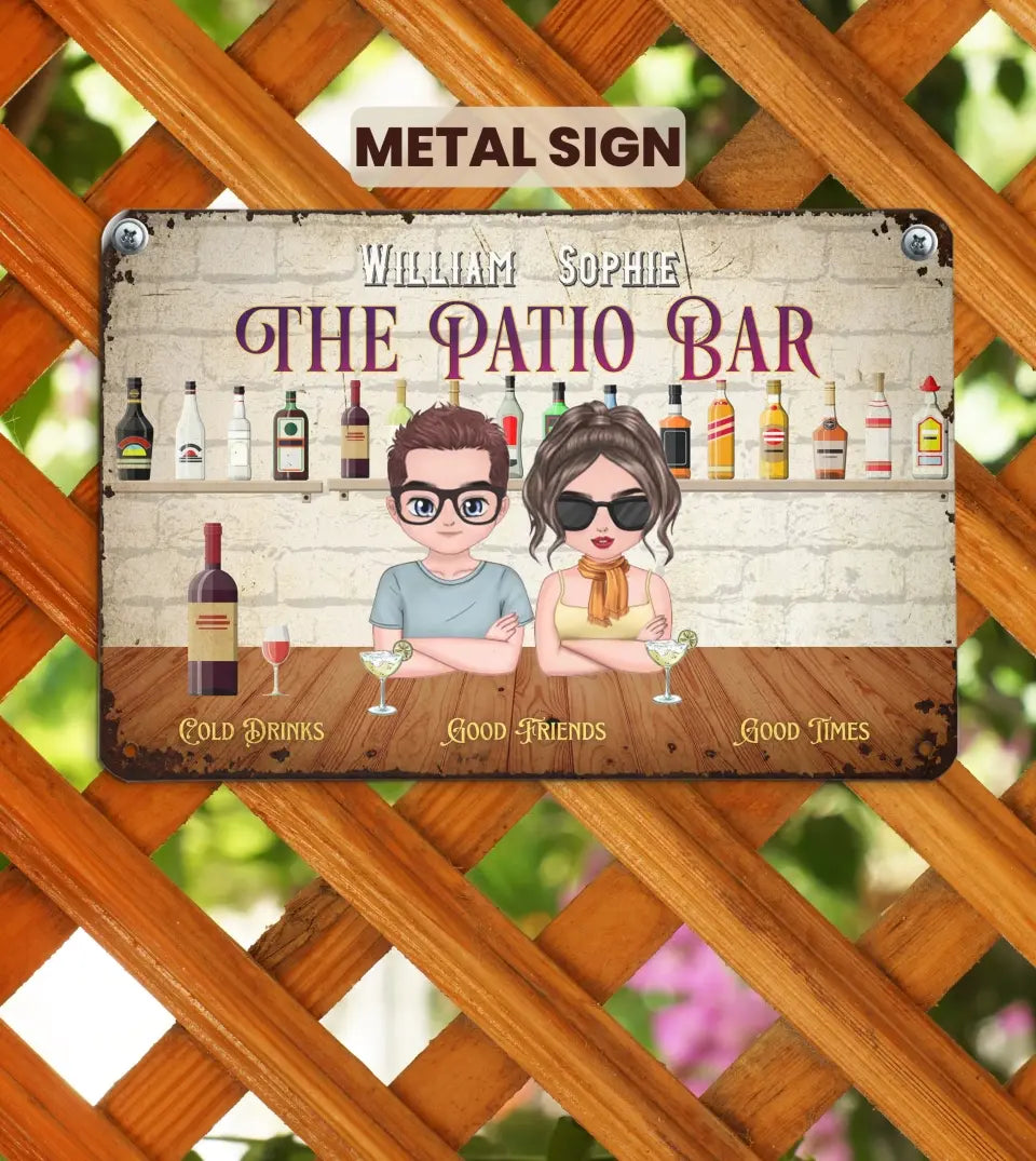 Personalized Outdoor Patio Bar Metal Sign in Aluminum For Couples