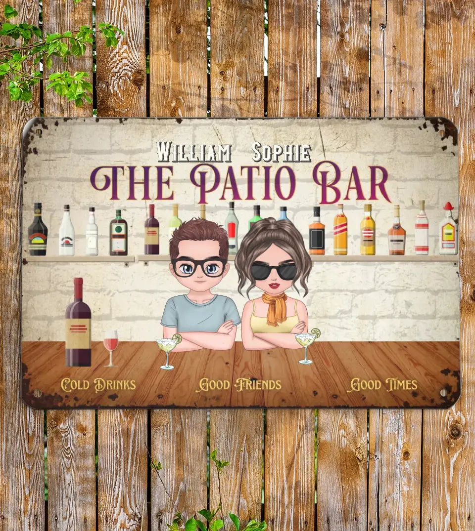 Personalized Outdoor Patio Bar Metal Sign in Aluminum For Couples