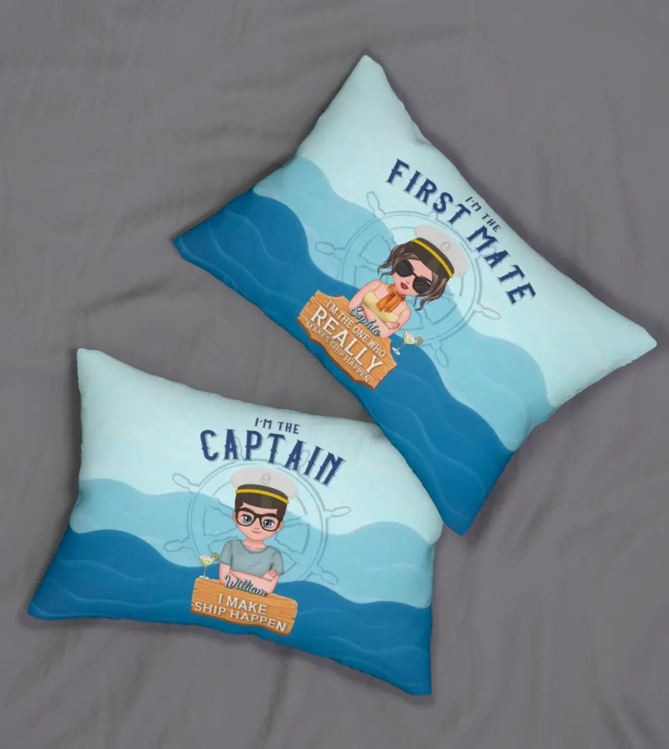 Personalized Funny Boating Pillow - Captain or First Mate - Perfect Gift for Boating Couples