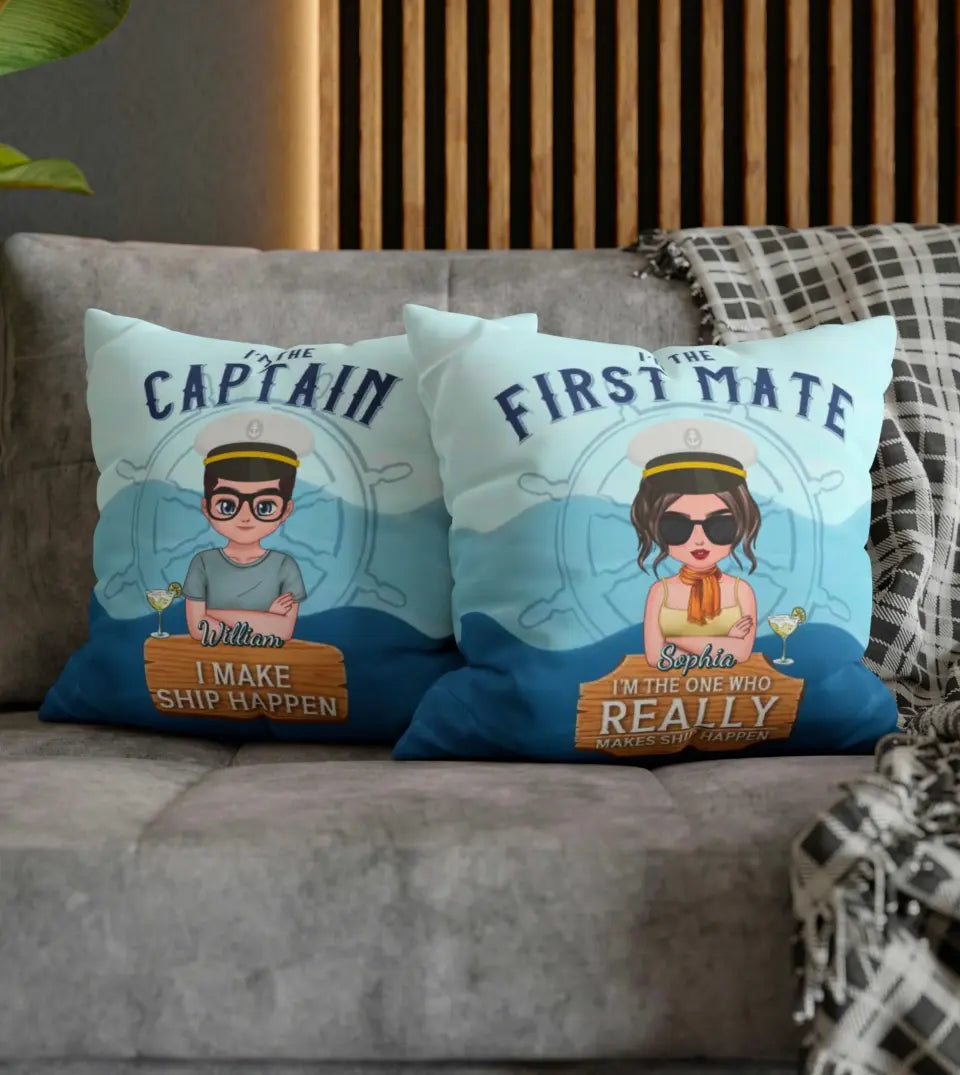 Personalized Funny Boating Pillow - Captain or First Mate - Matching Gift for Boating Couples