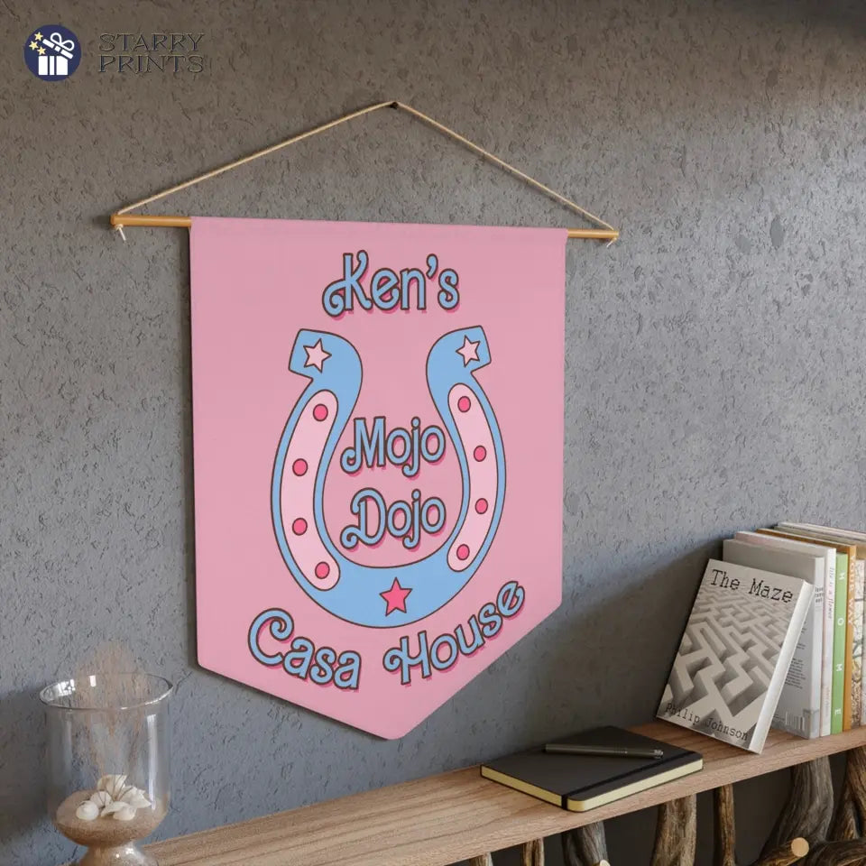 Custom Mojo Dojo Casa Pennant, Personalized House Decor, Kendom Wall Decor, Mojo Dojo Casa House Welcome Sign with Name, Pink and Blue Pennant, Unique Home Decor Gift, Handmade Pennant by StarryPrintsShop