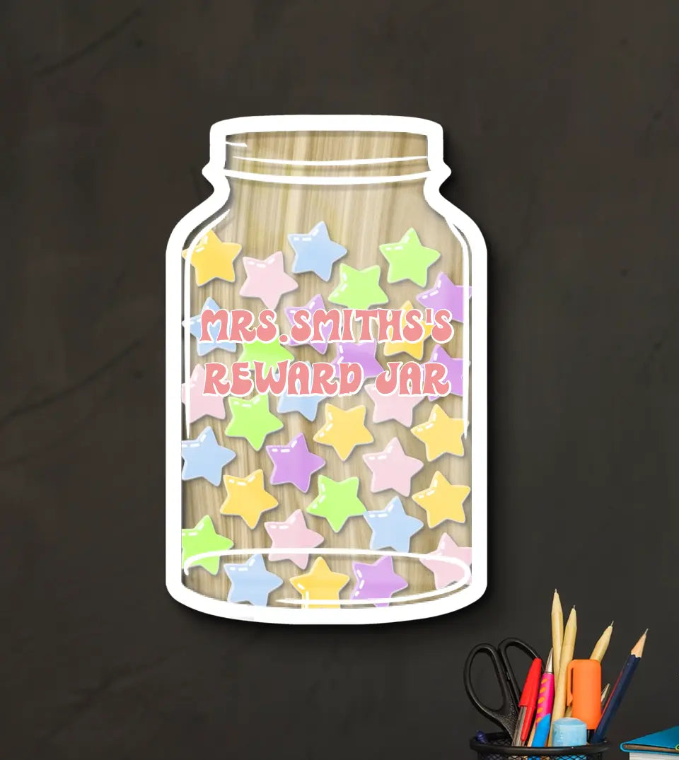 Custom Magnetic Star Reward Jar For Classroom- Motivational Goal Tracker for Kids & Adults - Educational Tool for Teachers & Parents
