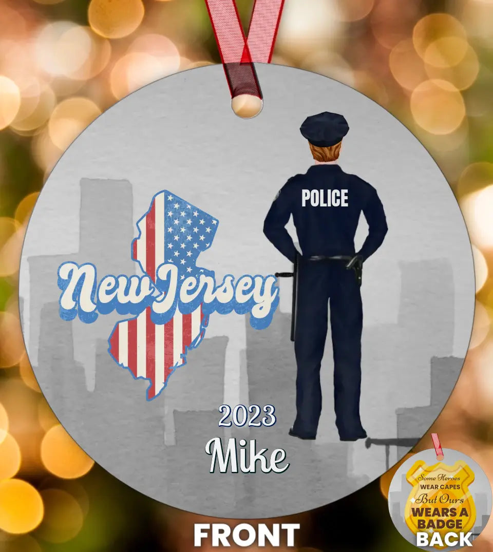 Police Graduation - Personalized Circle Metal Ornament Christmas Gift