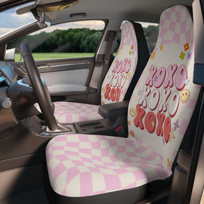 Retro Y2K Car Seat Covers Set, Pink Groovy XOXO Car Seat Cover,Cute Aesthetic Girly Car accessory,Pinky Car Interior Decor,Boho Good Vibe