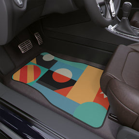 Green Boho Car Floor Mat, Aesthetic Abstract Geometric Retro Car Floor Mat, Minimalist Boho Car Accessories,Mid century mordern Car Decor