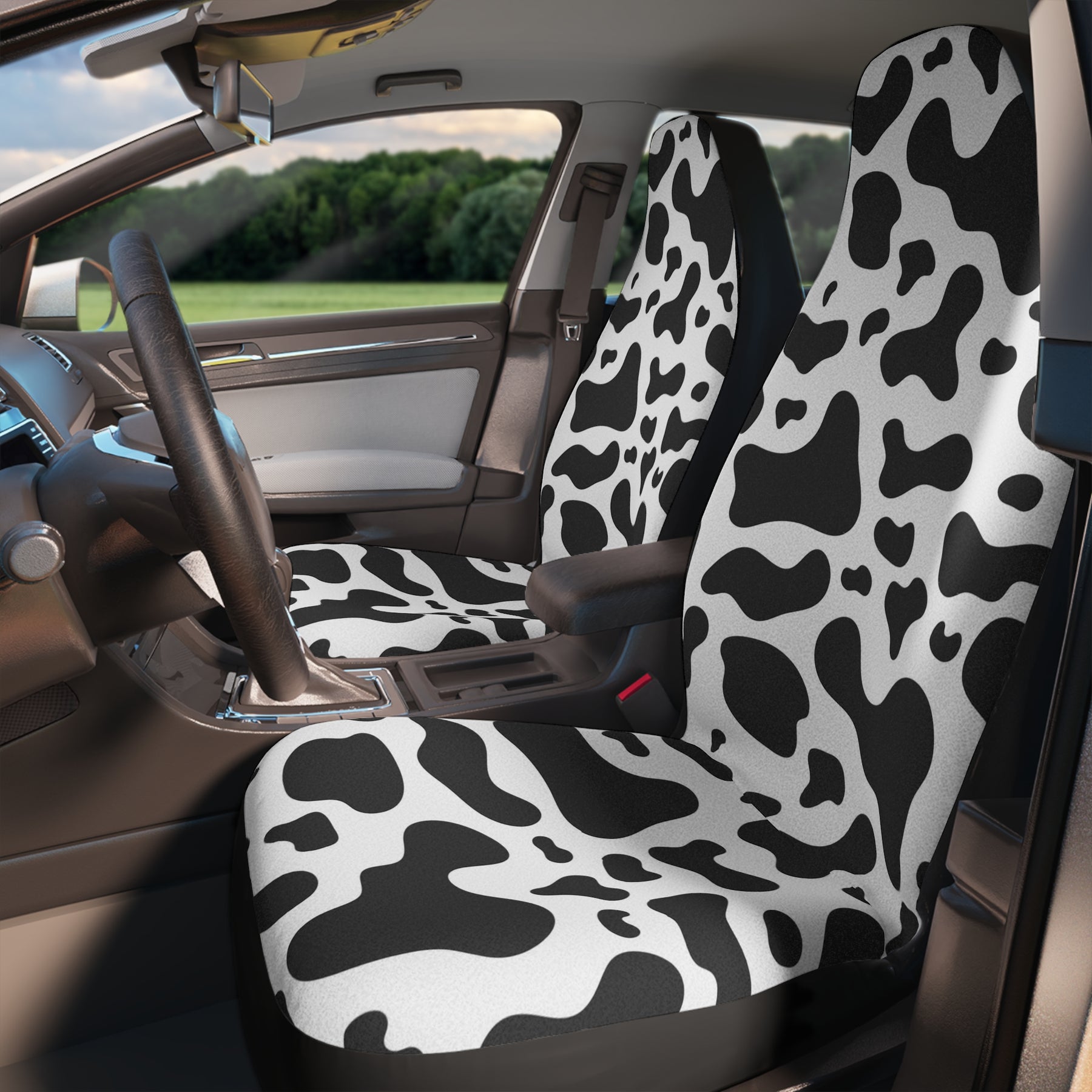 Animal print Car Front Seat Covers Set,Cow skin pattern Car Seat Covers,Cute Car Decor,kawaii car accessory,minimalist interior car decor