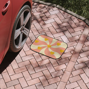 Boho Pink Car Floor Mats, Aesthetic Y2K Groovy Heart Car Floor Mats,Y2K Retro Car Accessories, Cute Car Accessories for Women