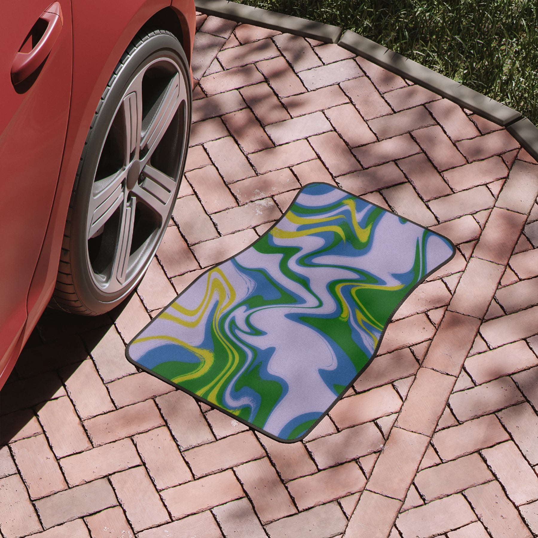 Green Aesthetic Marble Texture Car Floor Mats, Minimalist Abstract Art Car Floor Mats,Modern Art Car Accessories, Retro Car accessories