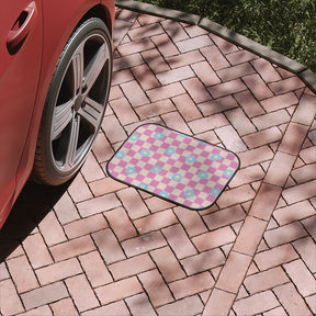 Boho Car Floor Mats,Aesthetic retro Car Floor Mats, Y2K checkers Car Accessories,Girly Car Accessories