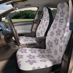 Boho Purple Car Seat Covers Set,Aesthetic Y2K Lilac Daisy Flower Car Driver Seat Cover,Cute Girly Car Interior Decor,Aesthetic Car Accessory