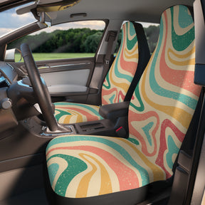 Abstract Groovy Car Seat Covers Set,Aesthetic Retro Wavy Car Seat Covers,Boho Car Decorminimalist car seat cover,Cute car accessory