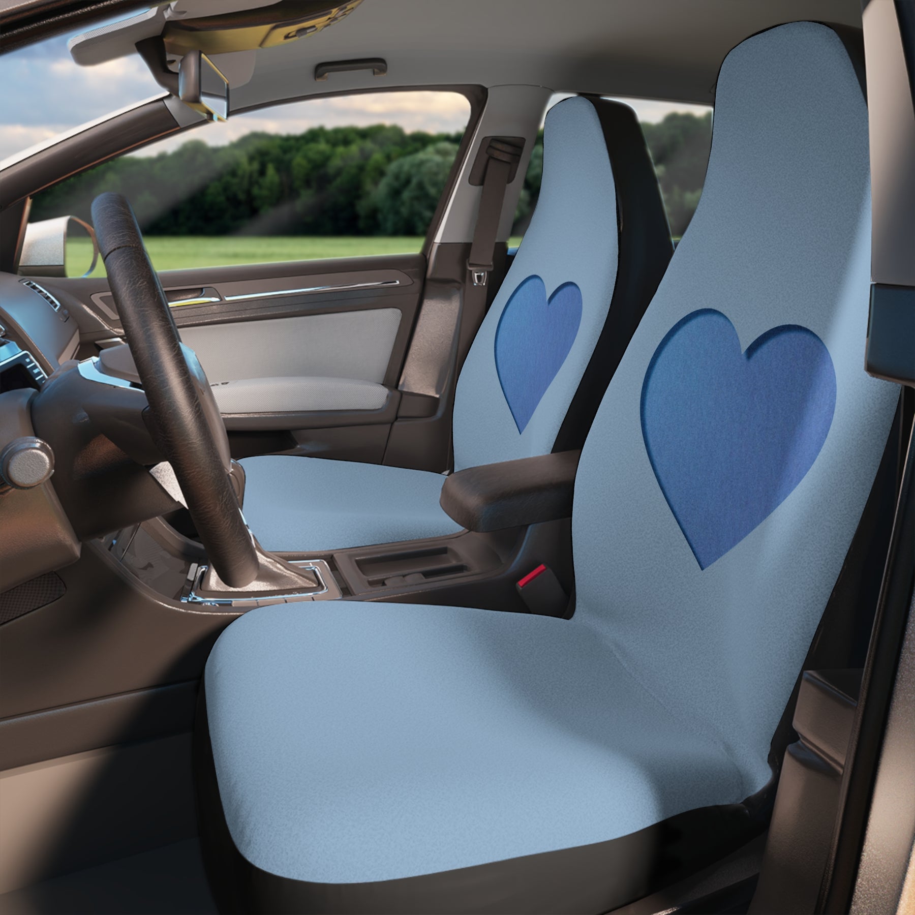 Carved Blue Heart Car Seat Covers Set,Aesthetic heart Car Seat Covers,Cute Girly Car Decor,Textured car seat cover,car accessories women