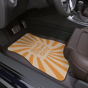 Beige Boho Car Floor Mat, Aesthetic Y2K Abstract Retro Car Floor Mat, Minimalist Boho Car Accessories,Good Vibes only Car Decor
