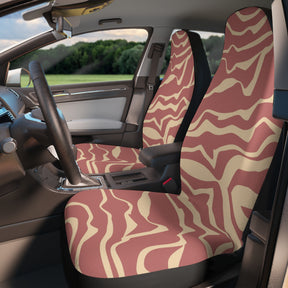 Retro Groovy Waves Boho Car Seat Covers Set, Tiger Print Aesthetic Car Seat Cover, Gift for new driver,Good vibes cute car seat decorations