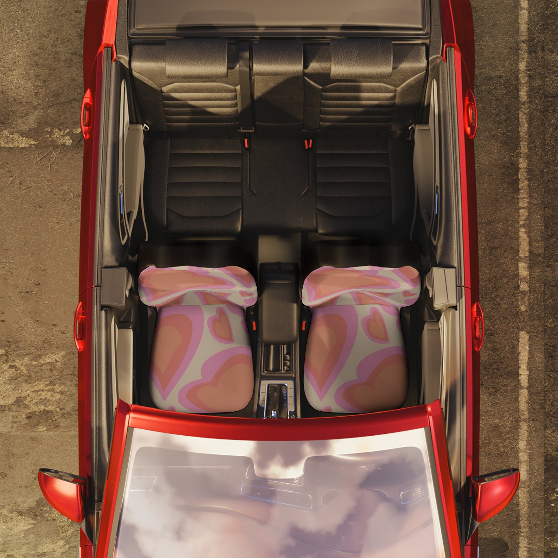 Boho Car Seat Covers Set of 2,Aesthetic Boho Car decor,Kawaii Cute Pinky Car Seat Covers,Gift for new driver,Retro Groovy vintage car decor