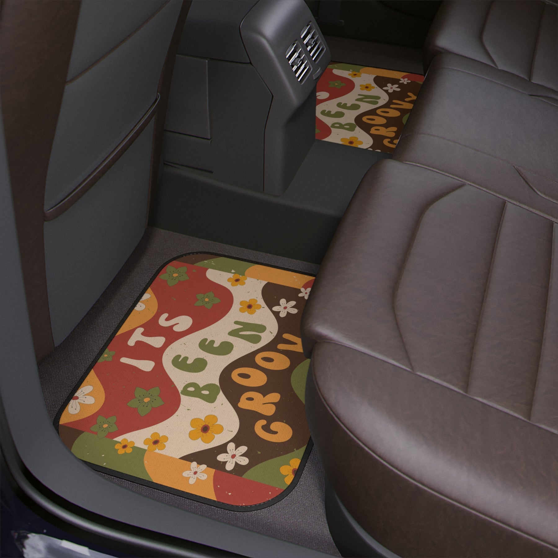 Boho Car Floor Mats, Aesthetic Retro Groovy Flower Car Floor Mats, Y2K Car Accessories, Cute Hippie Abstract Car accessories for woman