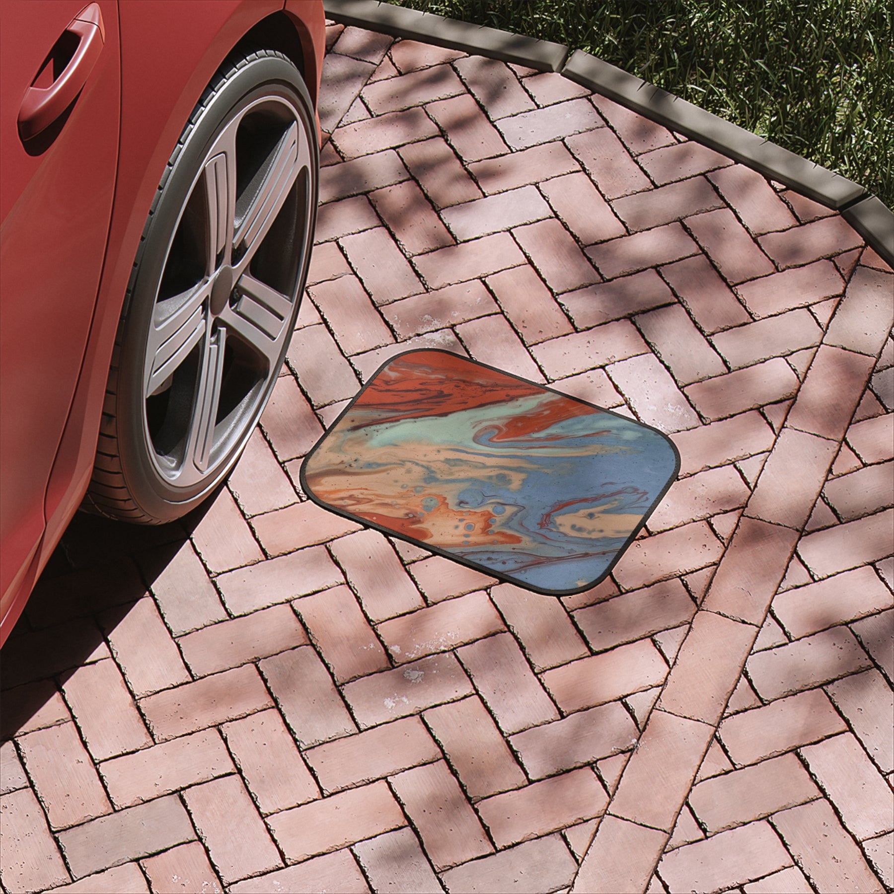 Aesthetic Marble Texture Car Floor Mats, Minimalist Red Abstract Art Car Floor Mats,Modern Art Car Accessories, Retro Car accessories