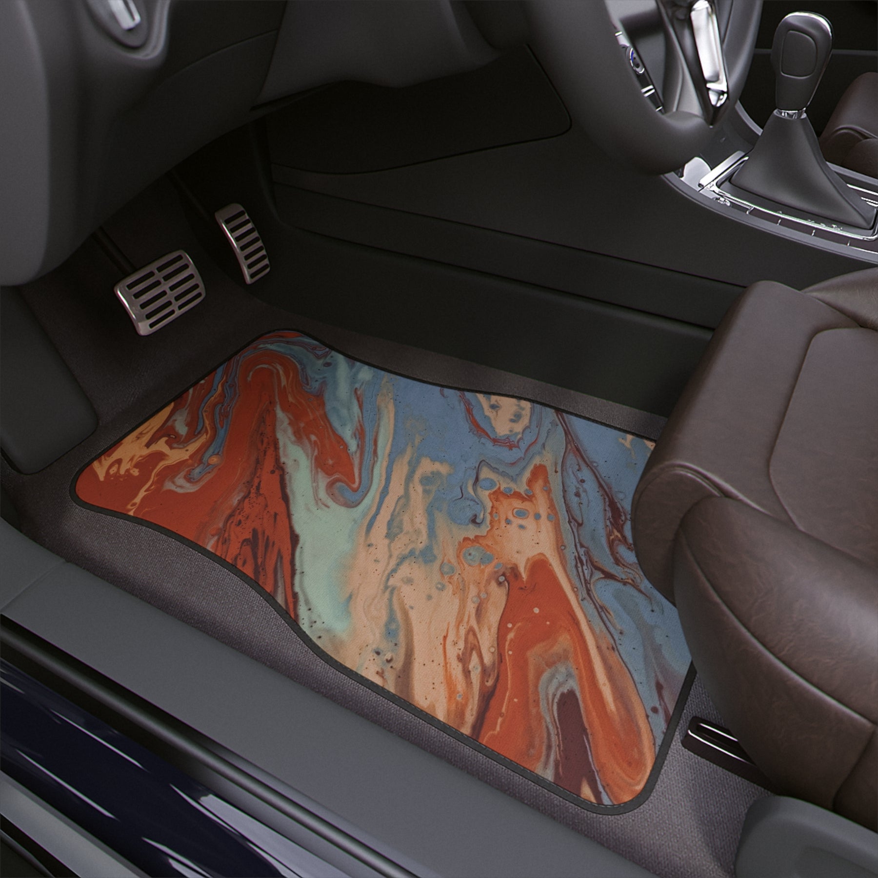 Aesthetic Marble Texture Car Floor Mats, Minimalist Red Abstract Art Car Floor Mats,Modern Art Car Accessories, Retro Car accessories