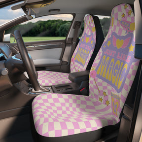 Pink Pastel Checkered Boho Car Seat Covers Set, Aesthetic y2k Car Seat Cover, Y2k cute car Accessories, Cute Girly car decoration