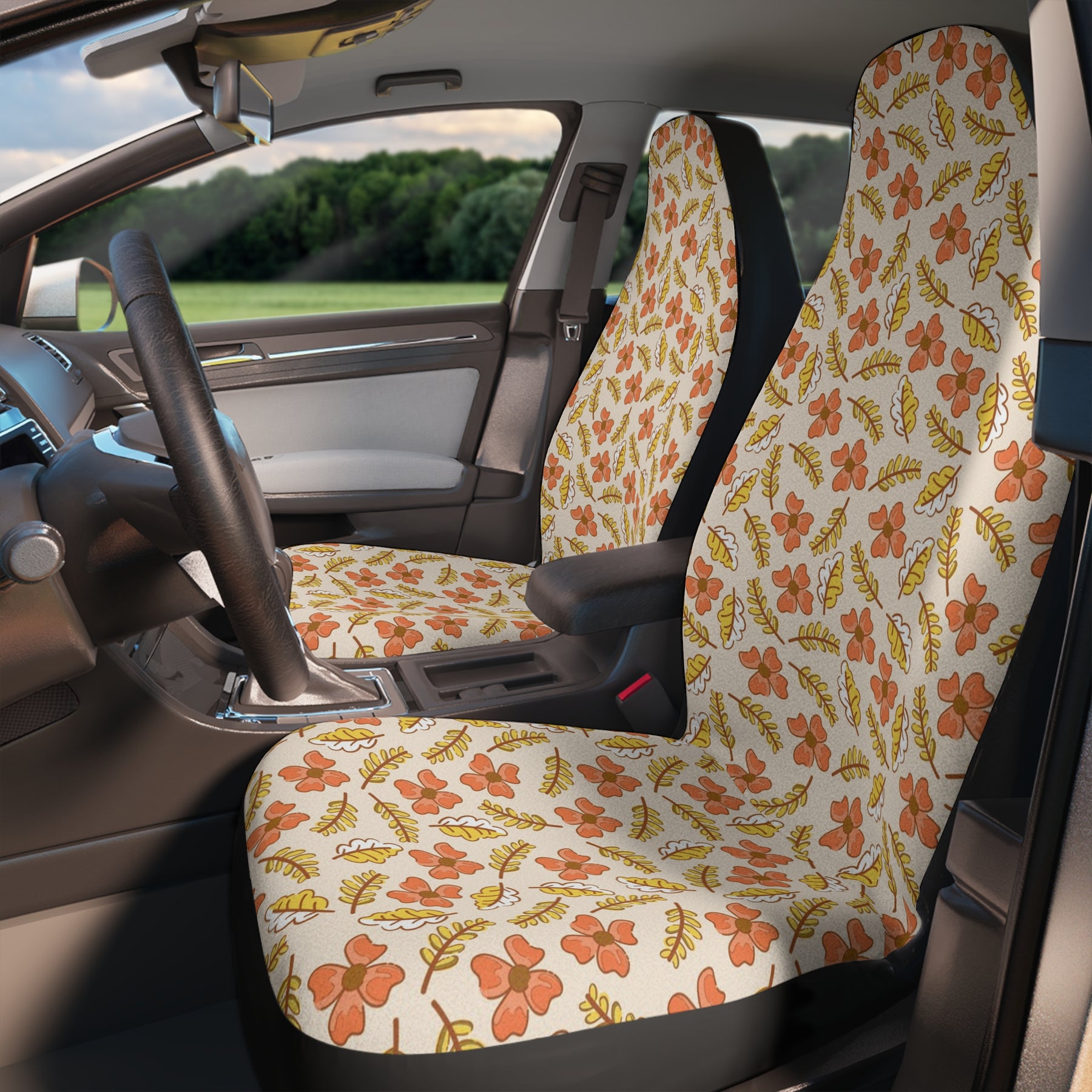 Cottagecore flower pattern Car Seat Covers Set, Aesthetic floral Car Seat Cover, Gift for new driver,Good vibes boho cute car Accessories