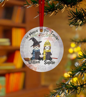 Best Friend, Couple Wizard theme - Personalized Circle Metal Ornament