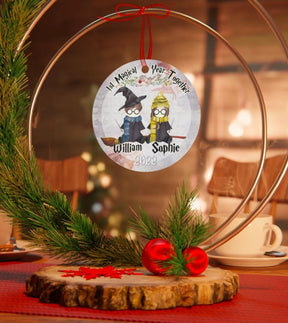 Best Friend, Couple Wizard theme - Personalized Circle Metal Ornament