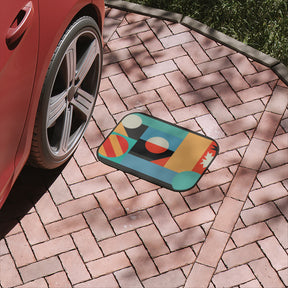 Green Boho Car Floor Mat, Aesthetic Abstract Geometric Retro Car Floor Mat, Minimalist Boho Car Accessories,Mid century mordern Car Decor