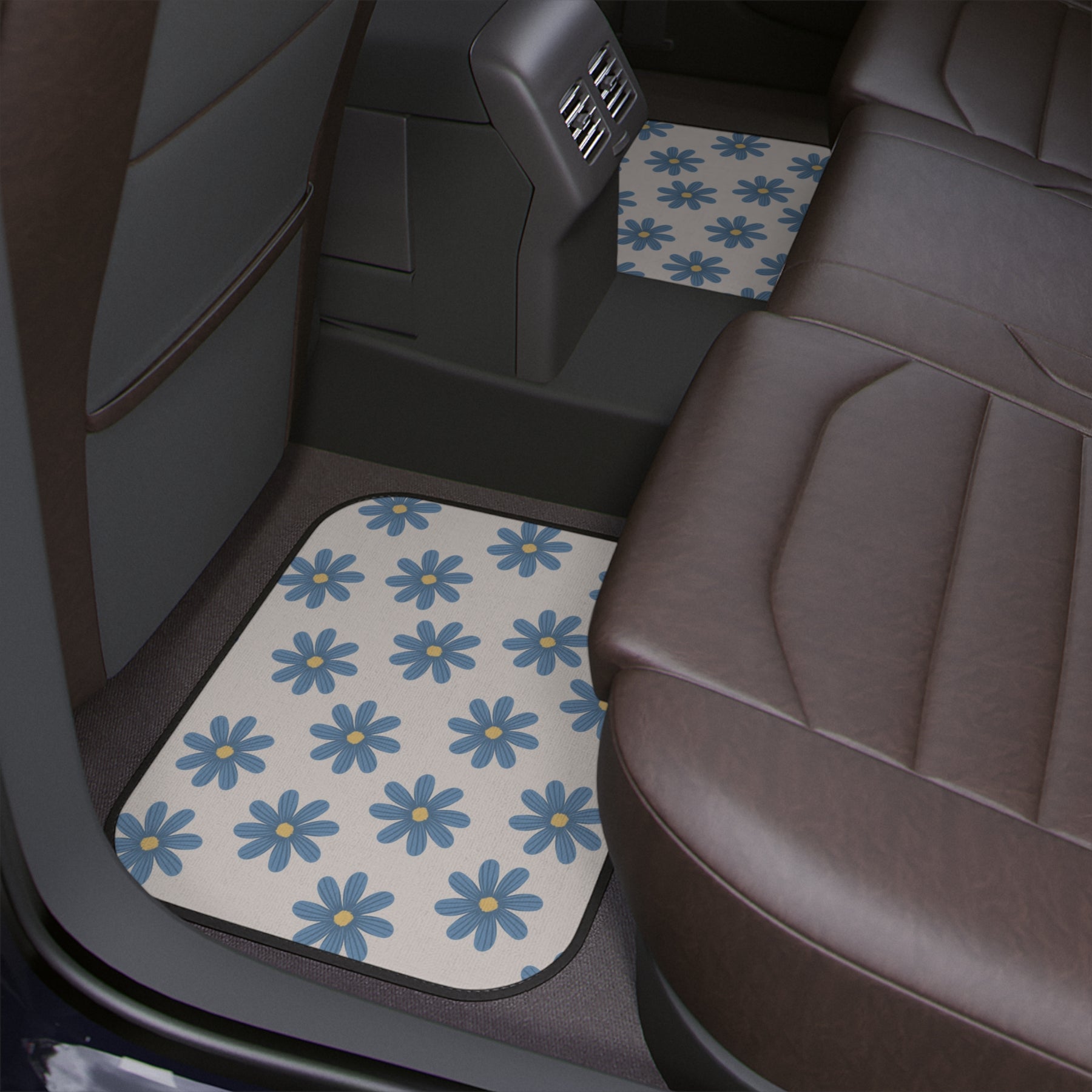 Boho Blue Car Floor Mat, Aesthetic Daisy Flower Car Floor Mat,Aesthetic Cottagecore Car Accessories,Boho Car Decorations,flower car decals