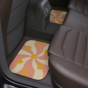 Boho Pink Car Floor Mats, Aesthetic Y2K Groovy Heart Car Floor Mats,Y2K Retro Car Accessories, Cute Car Accessories for Women