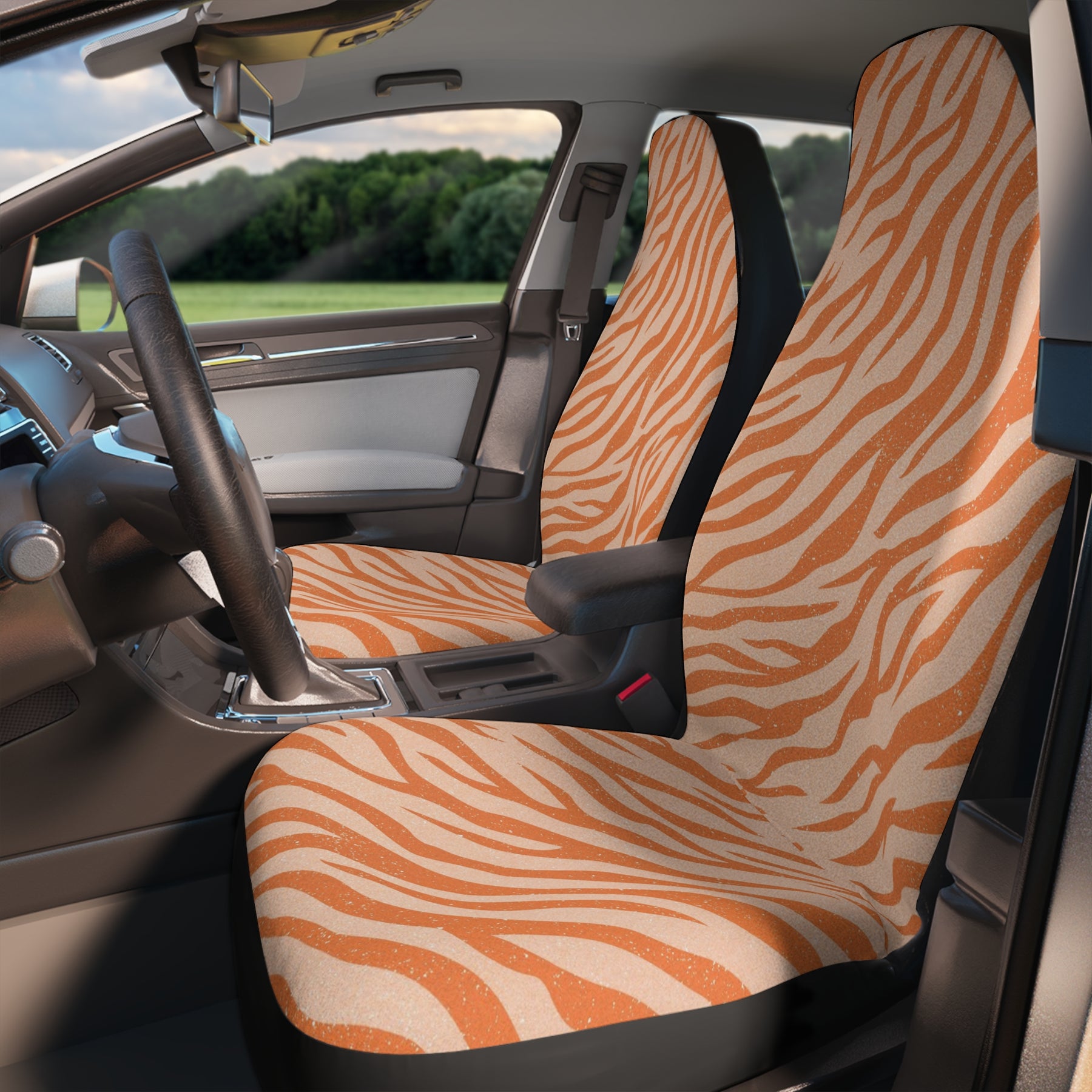 Retro Groovy Waves Boho Car Seat Covers Set, Tiger Print Aesthetic Car Seat Cover, Gift for new driver,Good vibes cute car seat decor