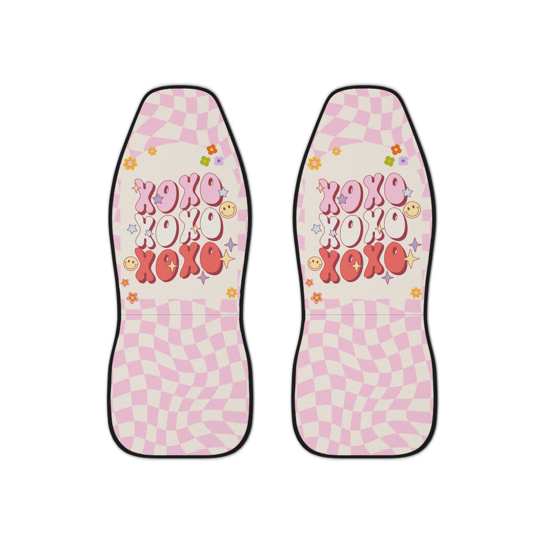 Retro Y2K Car Seat Covers Set, Pink Groovy XOXO Car Seat Cover,Cute Aesthetic Girly Car accessory,Pinky Car Interior Decor,Boho Good Vibe