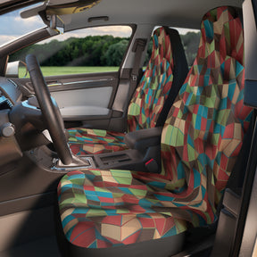 3D Abstract Art Car Seat Covers Set,Modern Artistic Car Seat Cover, Cool Groovy car Accessories,Retro car decorations
