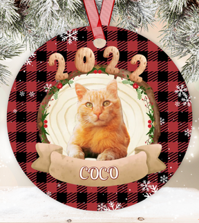 Dog Lovers, Cat Lovers- Personalized Circle Metal Ornament For Pet Owners 2022 Christmas Gift