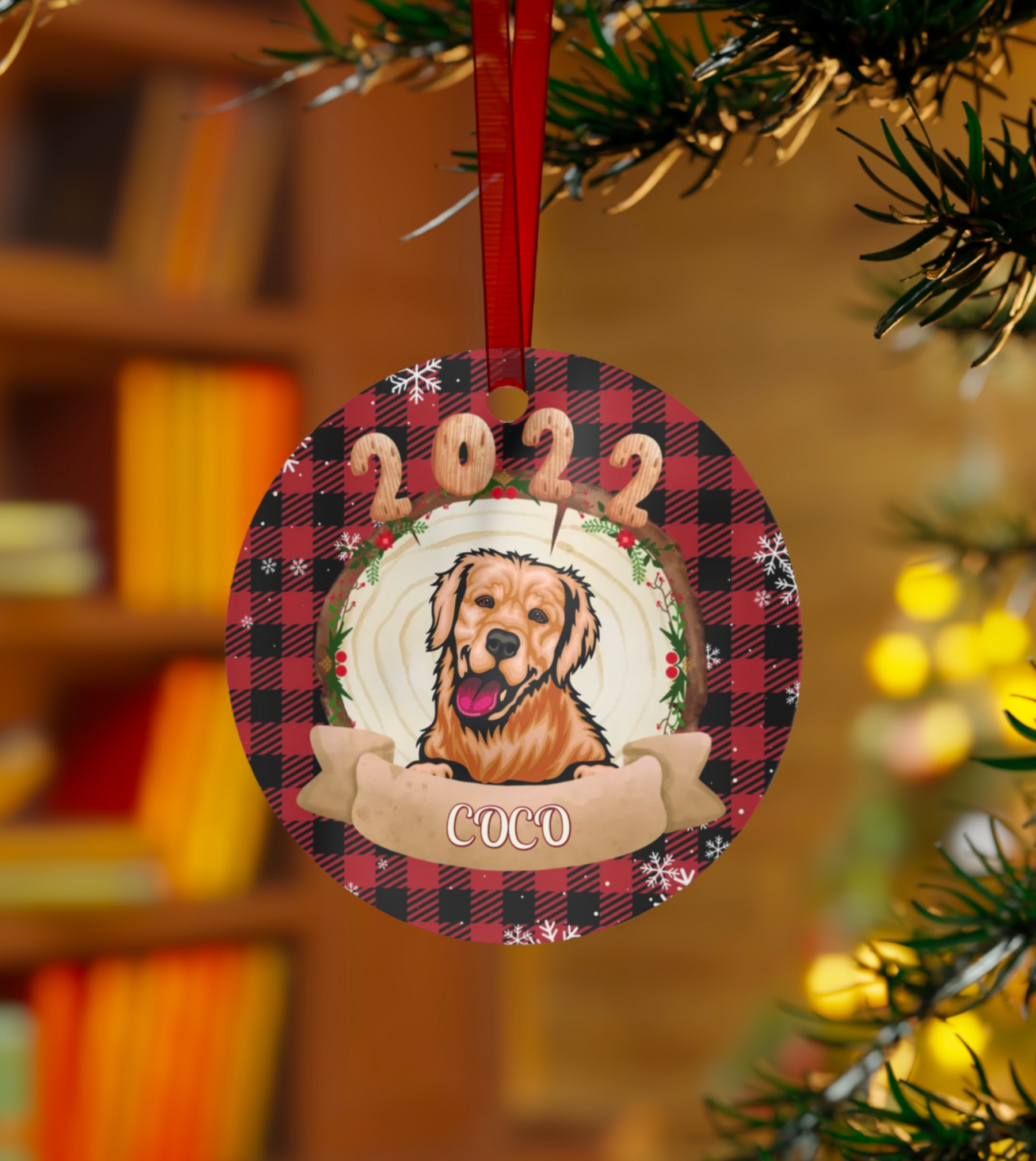 Dog Lovers, Cat Lovers- Personalized Circle Metal Ornament For Pet Owners 2022 Christmas Gift