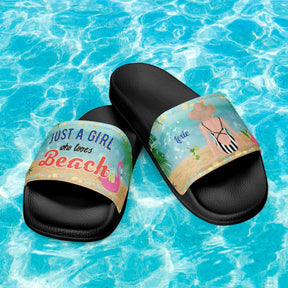 Just A Girl Who Loves Beach - Personalized Custom Slide Sandals