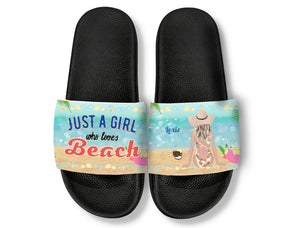 Just A Girl Who Loves Beach - Personalized Custom Slide Sandals