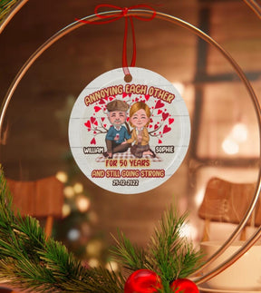 Annoying each other since - Personalized Circle Metal Ornament Senior Couple Christmas Gift